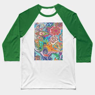 Metallic Floral Doodle Baseball T-Shirt